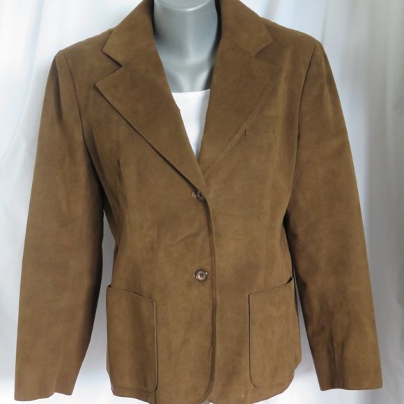 Vintage Ladies Toffee Brown Faux Suede Jacket XS - Picture 2 of 8